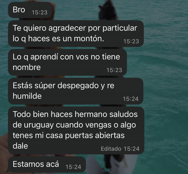 Mensaje de Emiliano agradeciendo lo que aprendió