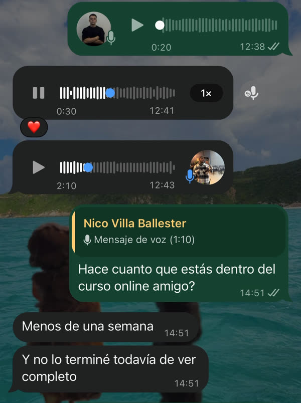 Chat con Nico, que lleva menos de una semana en el curso